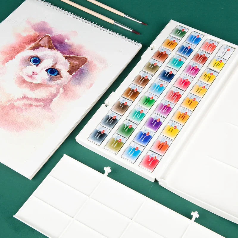 White Nights Artists' Watercolour Paint Set - Vivid Colors in 12/24/36 Pans