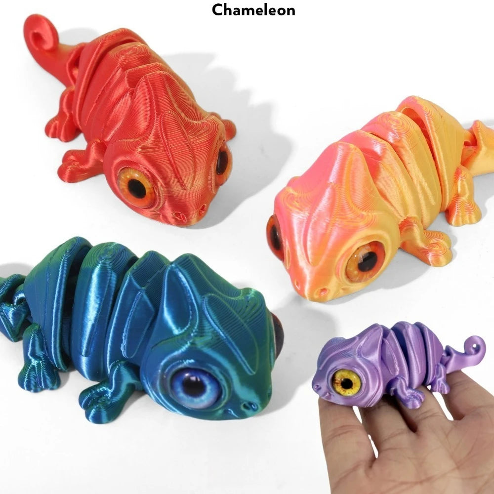 Multi-Joint 3D Printed Chameleon Figures - Unique Home Decor & Gift