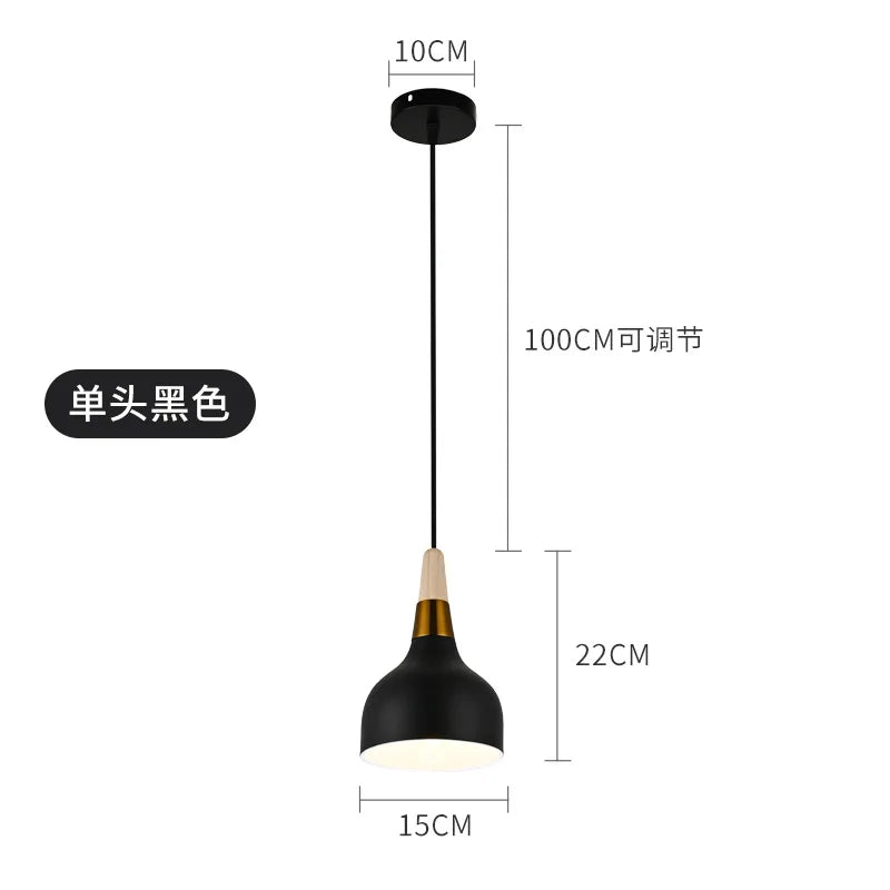 Nordic Chandelier Pendant Light with Wooden Handle - Modern Design