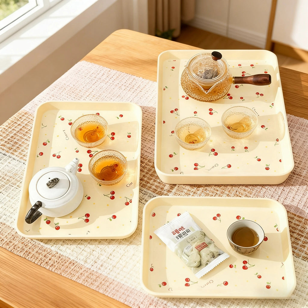 Cherry Pattern Decorative Serving Tray for Home & Kitchen