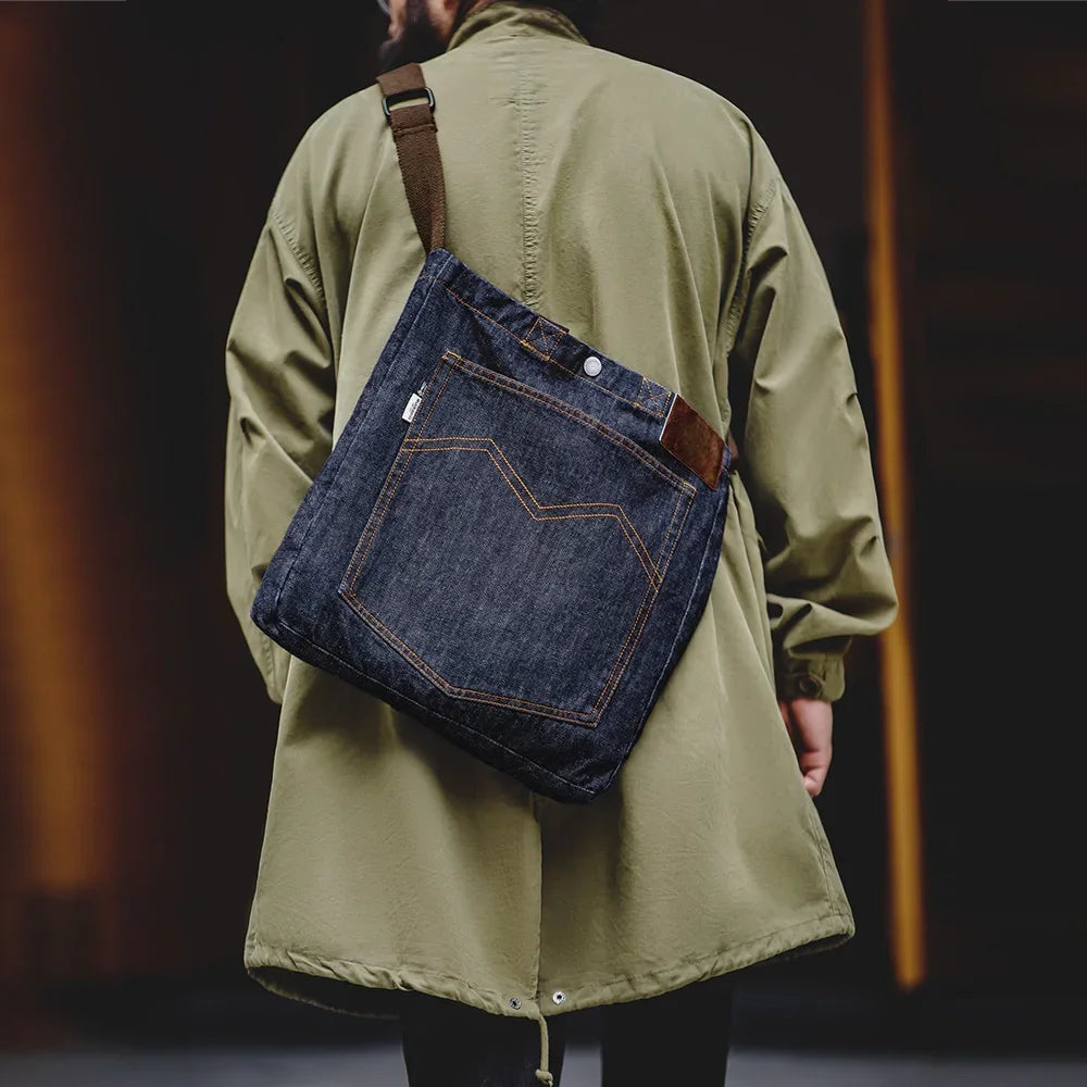 Maden Retro Denim Tote Bag: Stylish Crossbody Versatility