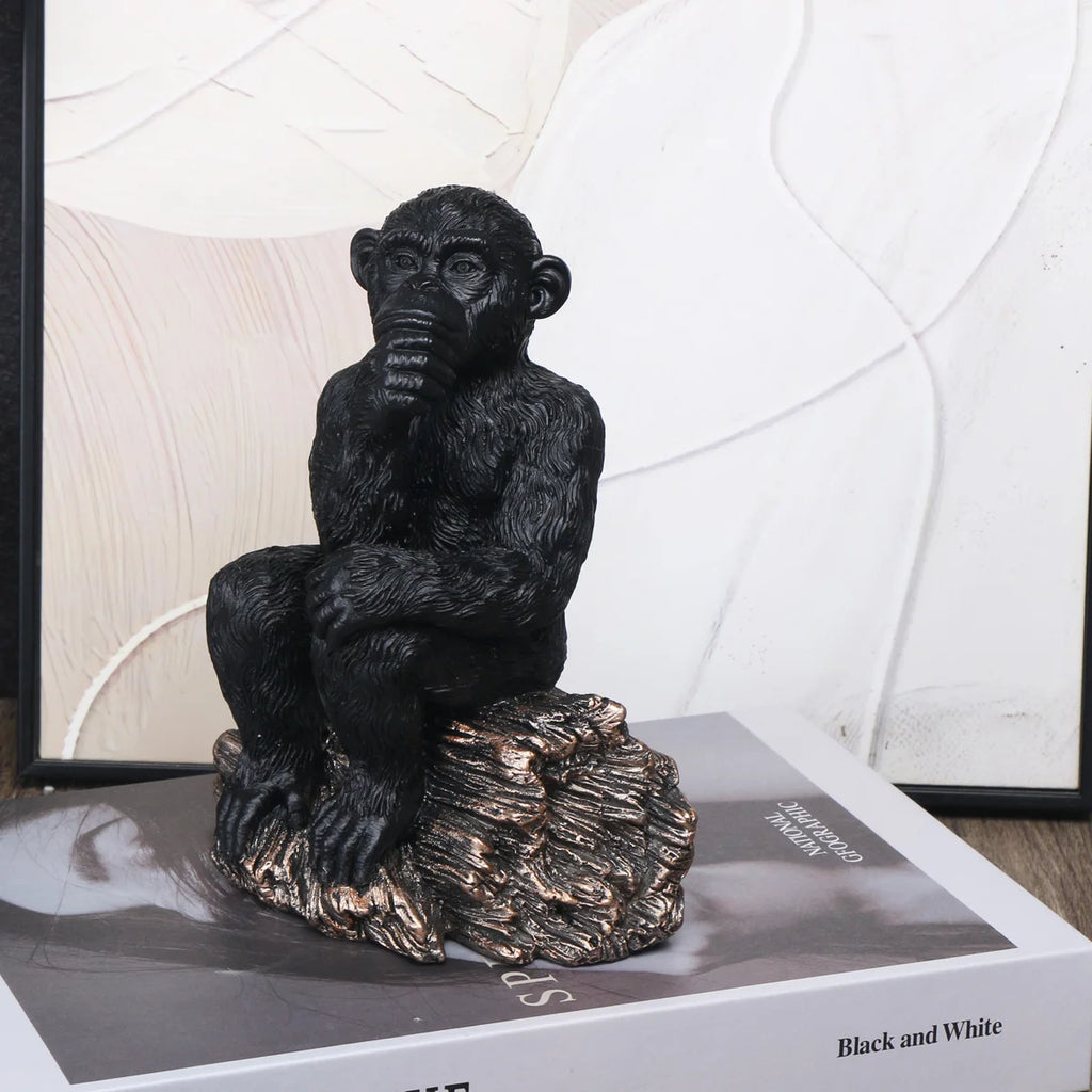 Elegant Resin Thinker Chimpanzees Figurine for Home & Office Decor