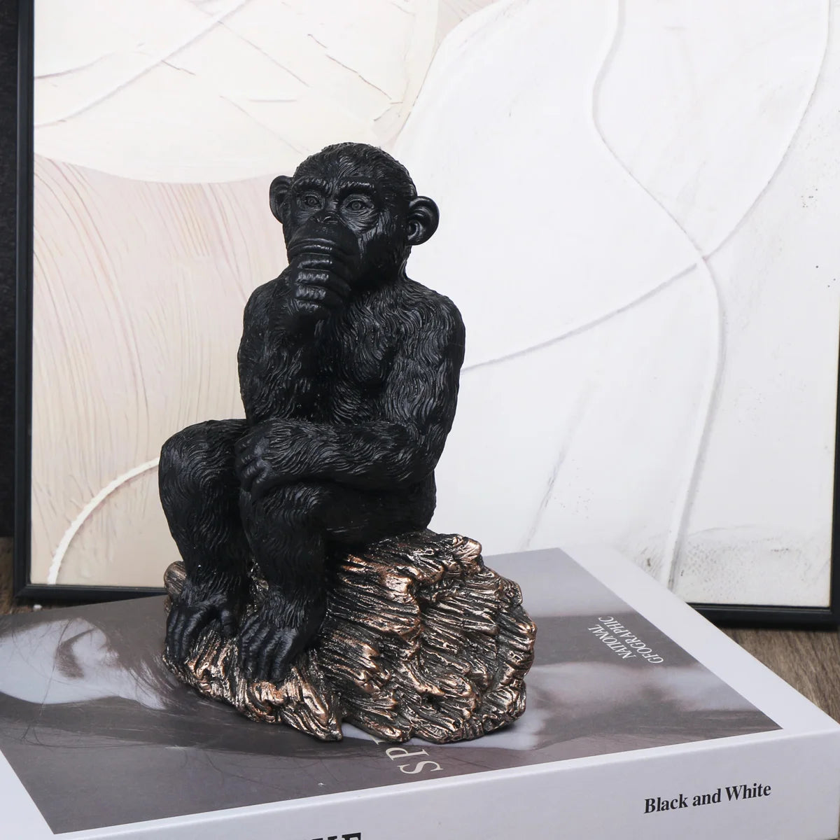 Elegant Resin Thinker Chimpanzees Figurine for Home & Office Decor