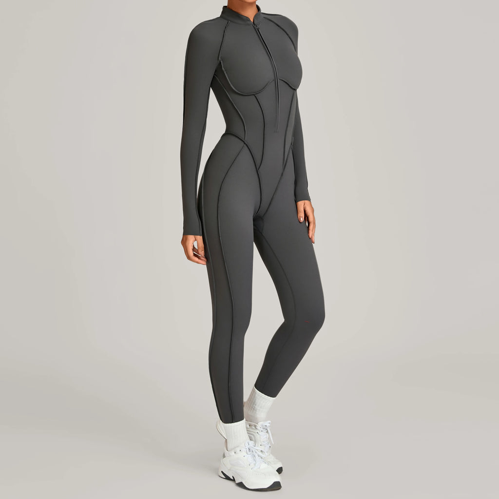 ZEEHOOH Women's High Elasticity Yoga Zipper Bodysuit