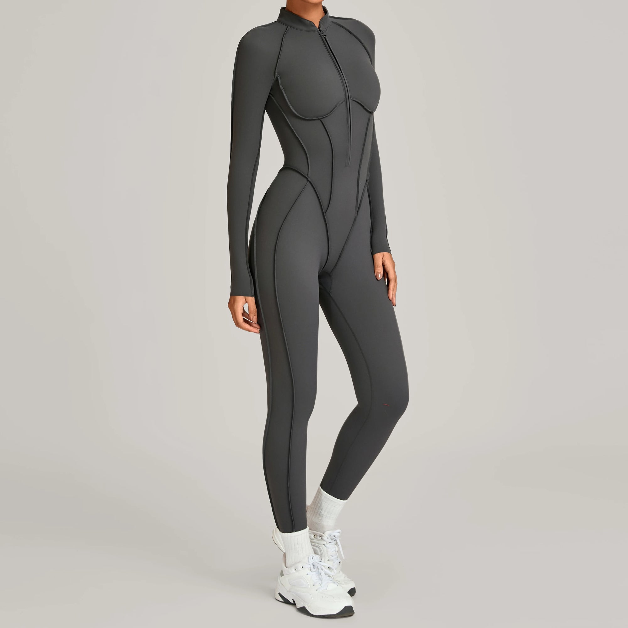 ZEEHOOH Women's High Elasticity Yoga Zipper Bodysuit