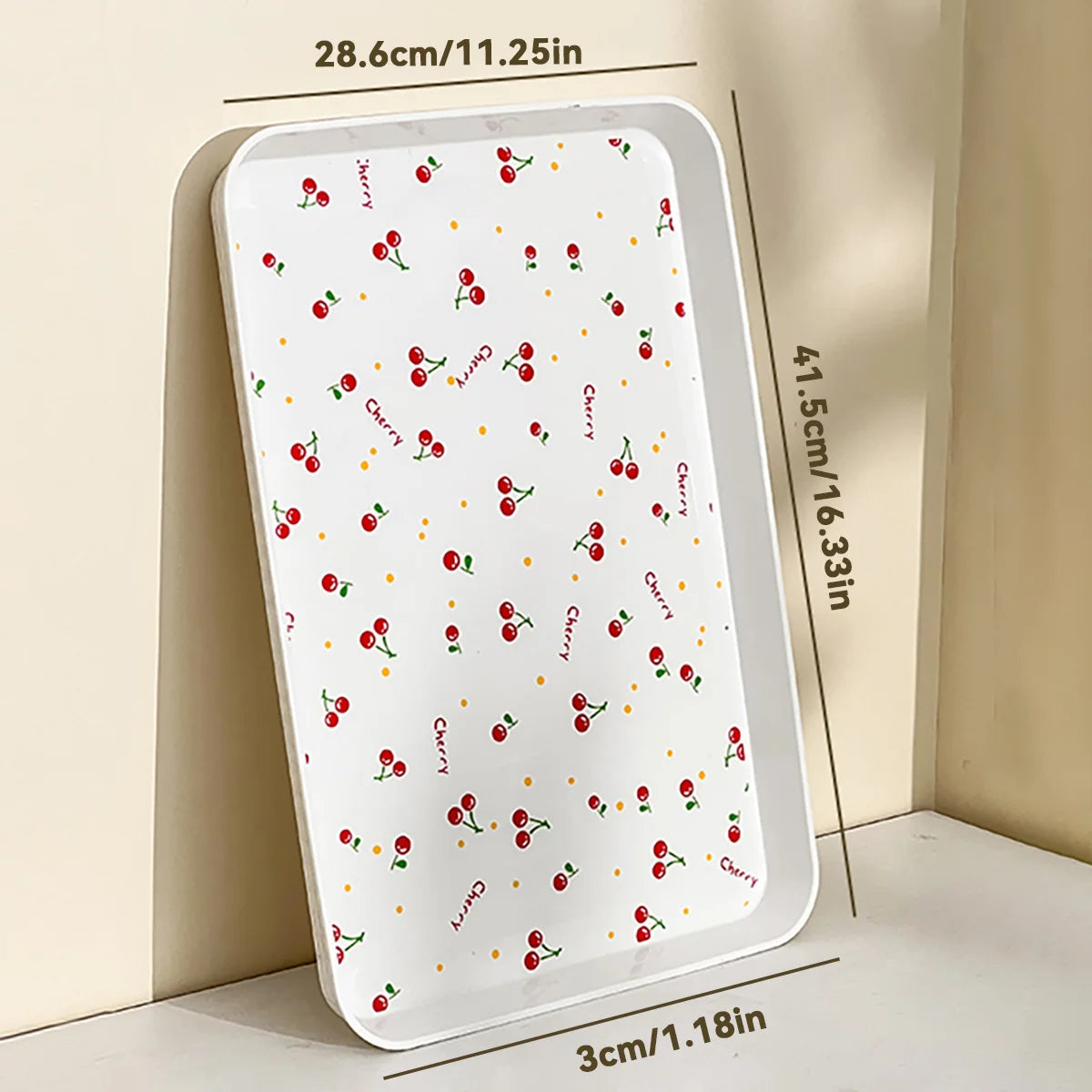 Cherry Pattern Decorative Serving Tray for Home & Kitchen