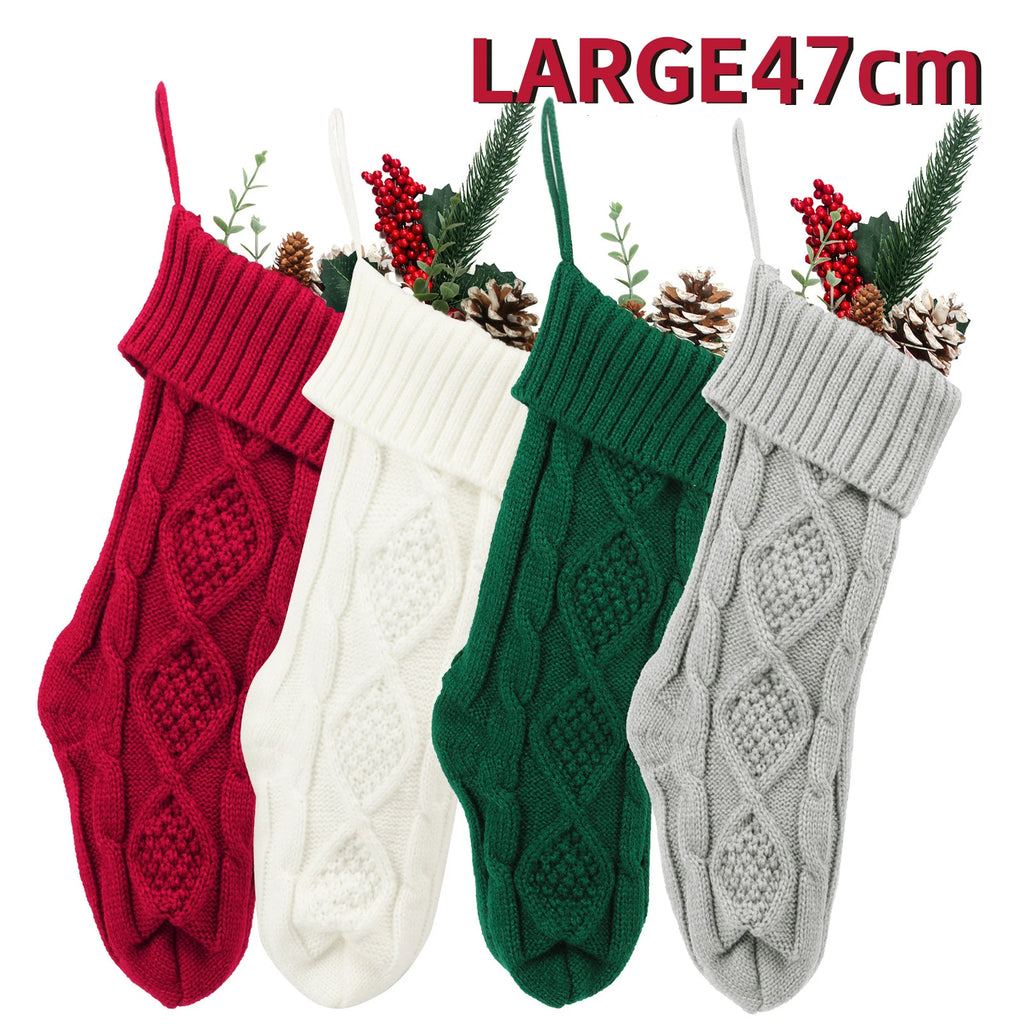 Cozy Knitted Christmas Stocking Gift Bag - Perfect Holiday Decor