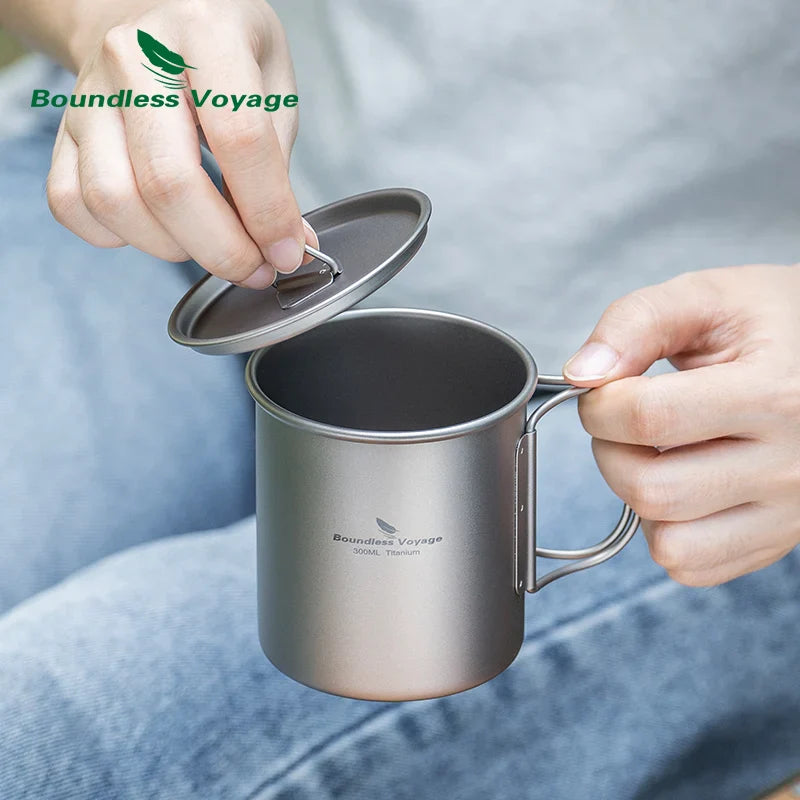 Titanium Camping Mug with Lid - Stackable & Durable Travel Cup