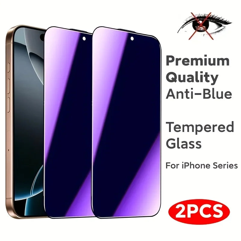 Premium Anti-Blue Tempered Glass Screen Protector for iPhone Models