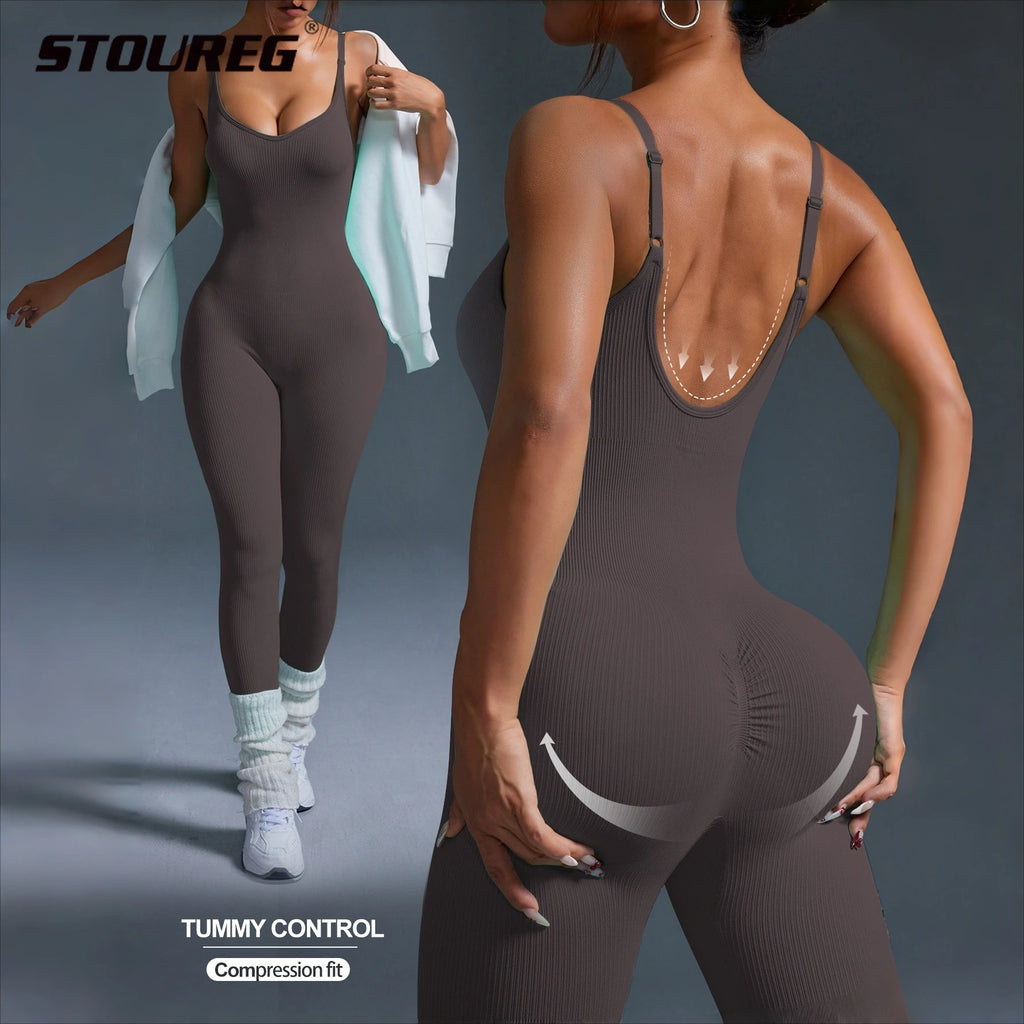 STOUREG Seamless Yoga Jumpsuit - Sexy Bodycon Fit for Active Women