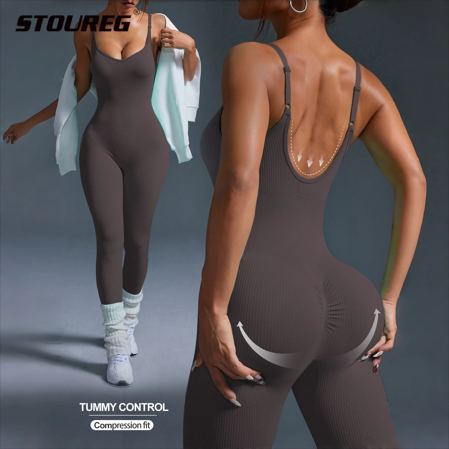 STOUREG Seamless Yoga Jumpsuit - Sexy Bodycon Fit for Active Women