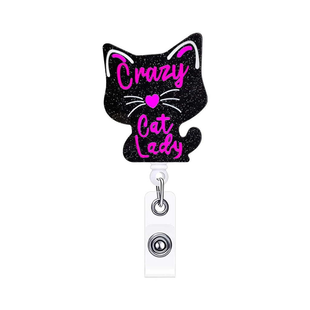Cute Shiny Acrylic Pet Badge Reel - Retractable Cat & Dog ID Holder