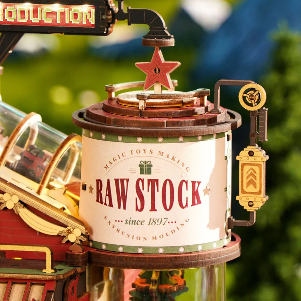 Robotime Wooden Music Box Puzzle – Interactive 3D Factory Model Kit