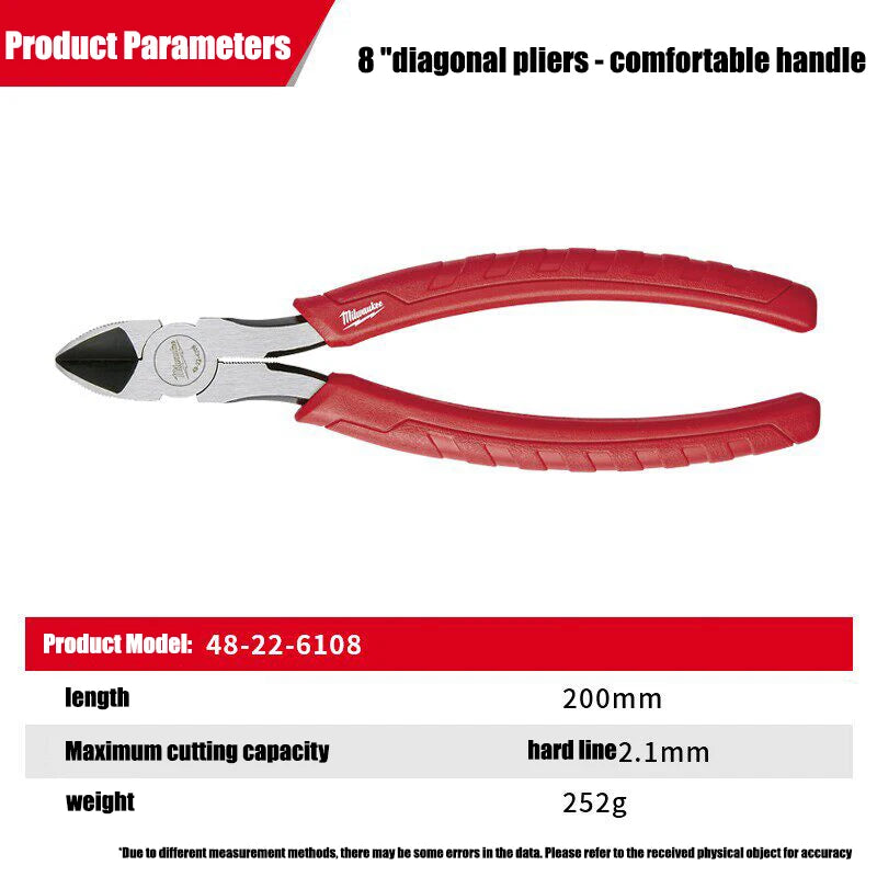Milwaukee Comfort Grip Diagonal Cutting Pliers - 6" & 8" Options