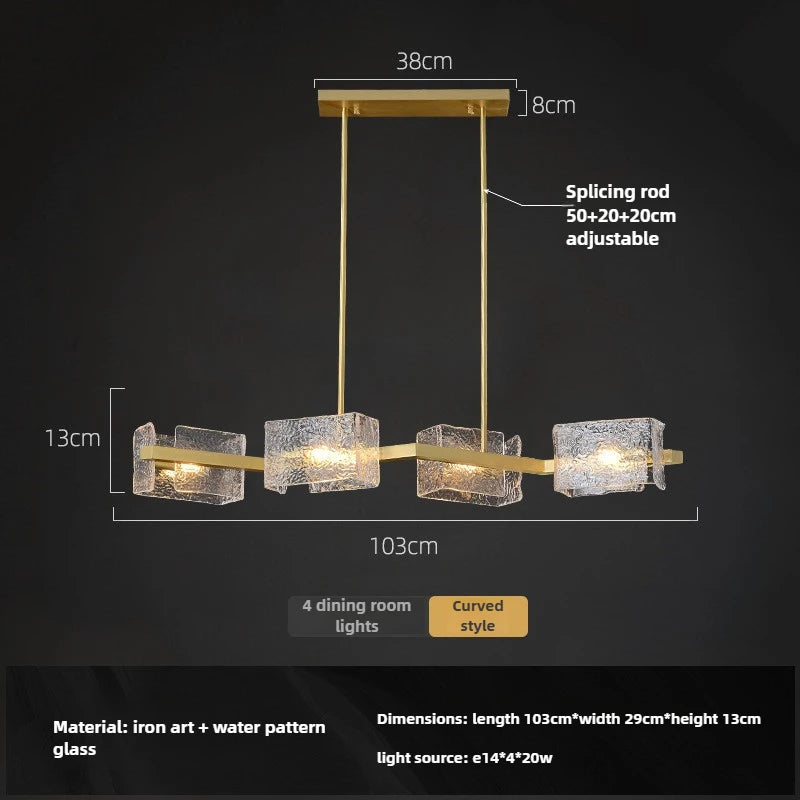 Elegant E14 Chandelier - Luxurious Copper & Textured Glass Design