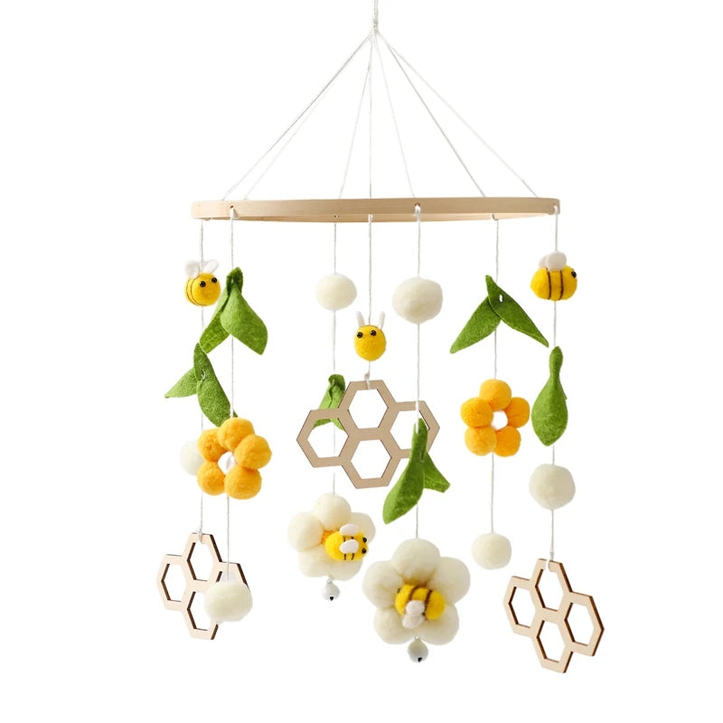 Wooden Baby Crib Mobile with Musical Rattle - Perfect Infant Toy