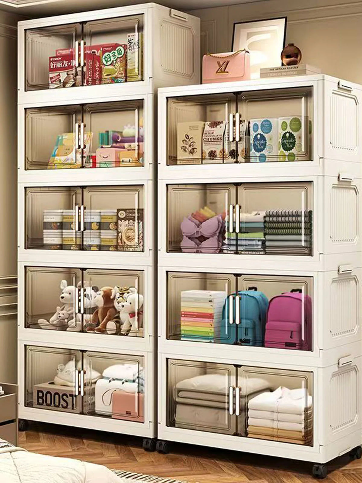 Folding Storage Cabinet - Versatile Toy & Snack Organizer for Home