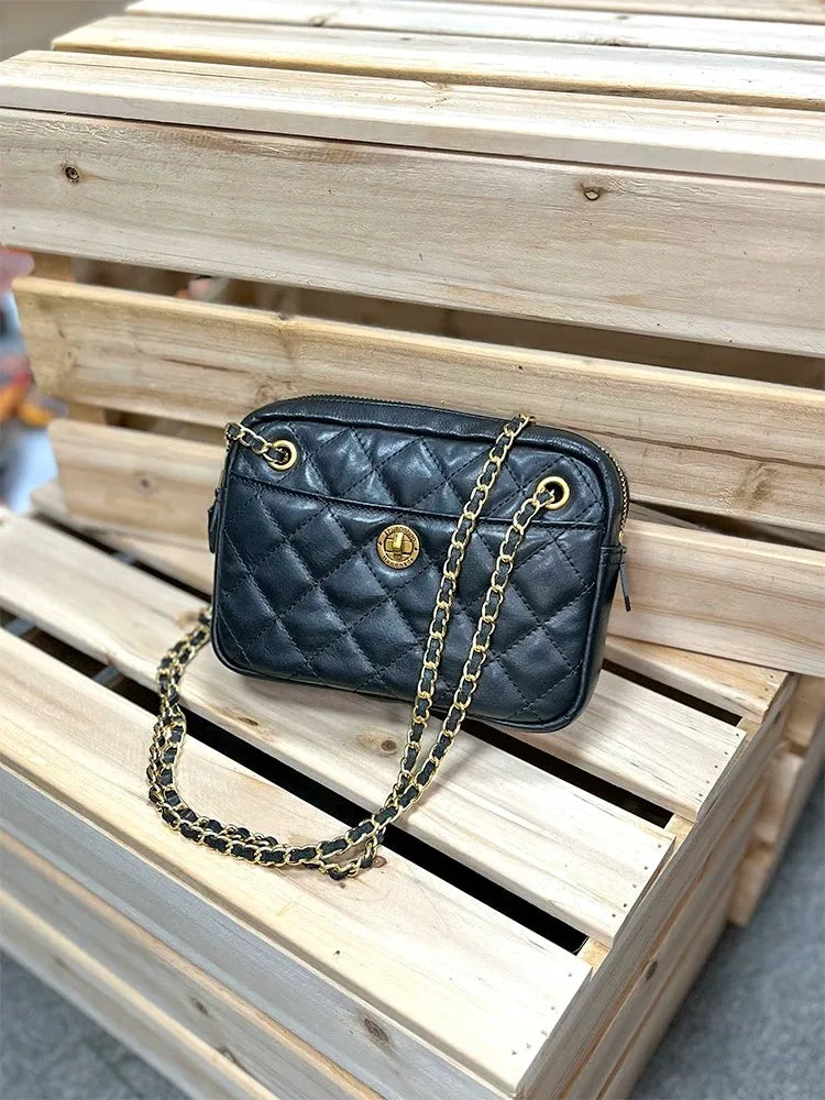 Stylish Y2K Retro Genuine Leather Crossbody Bag for Women