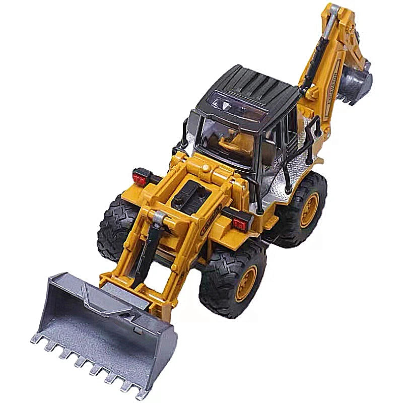 Alloy 2-in-1 Bulldozer & Excavator Diecast Engineering Truck Toy