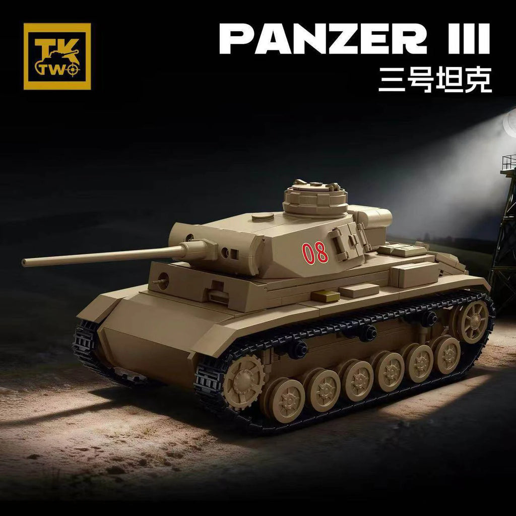 MOC Afrika Korps Panzer III Tank Model Building Blocks Toy