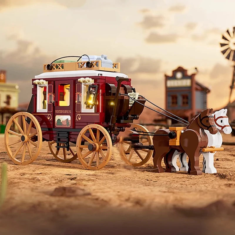 293PCS LED Western Stagecoach Building Blocks - Fun Educational Toy
