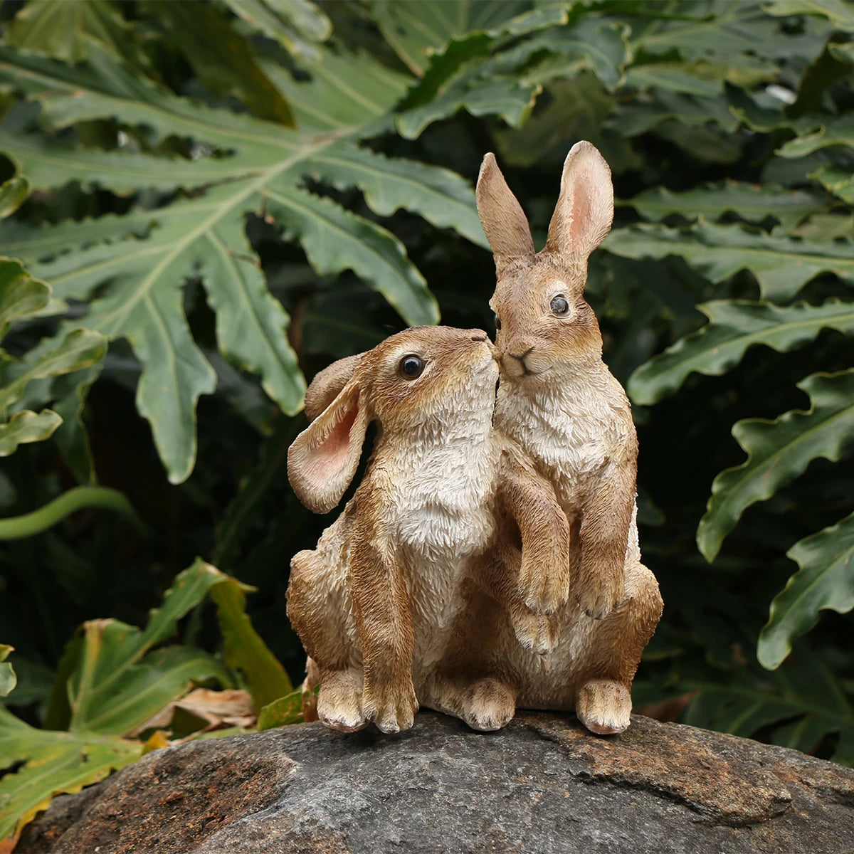 Whimsical Easter Bunny Figurine with Flower Crown Table Decor