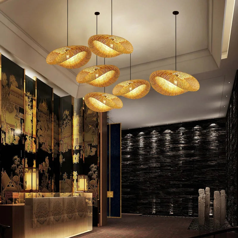 Eco-Friendly Bamboo Pendant Light - Handcrafted Wicker Design