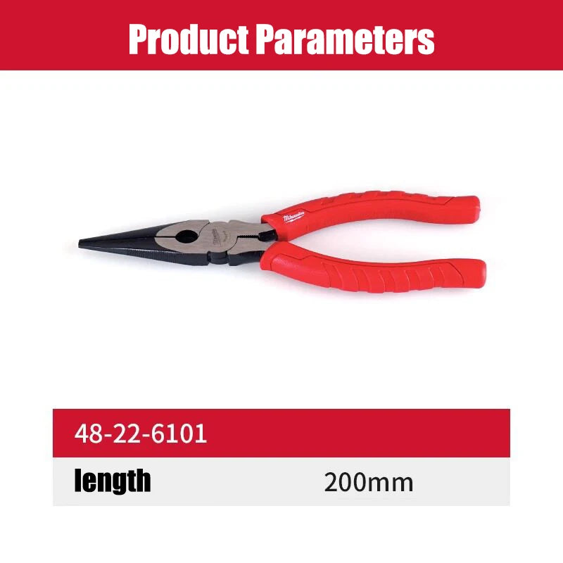 Milwaukee 8-Inch Long Nose Pliers - Multi-Purpose Wire Stripping Tool