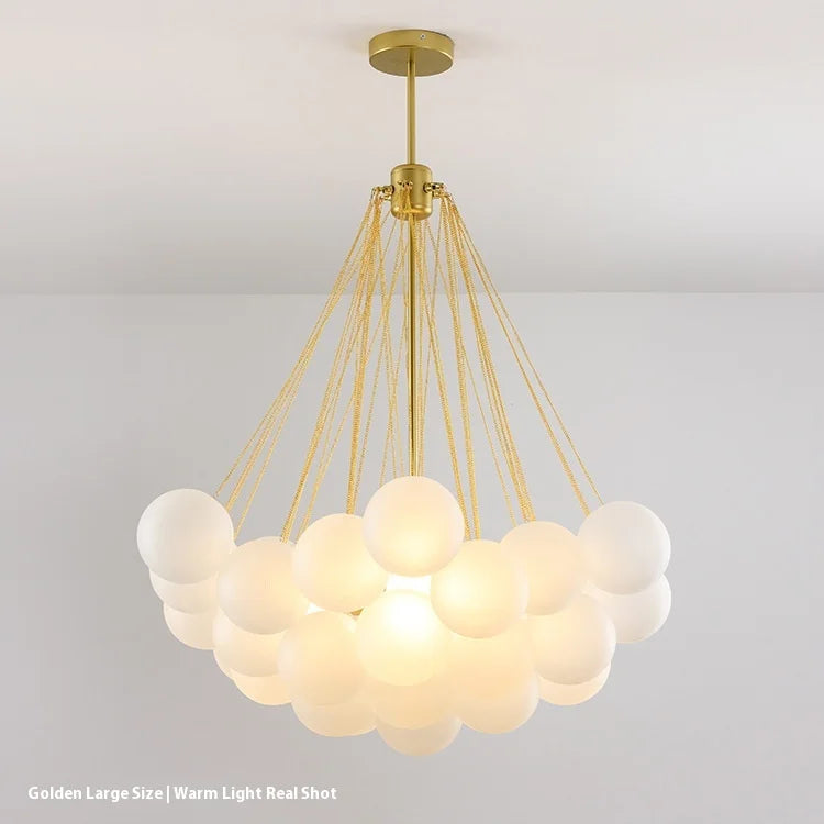 Nordic Bubble Ball Chandelier - Stylish Cream Glass Pendant Lamp