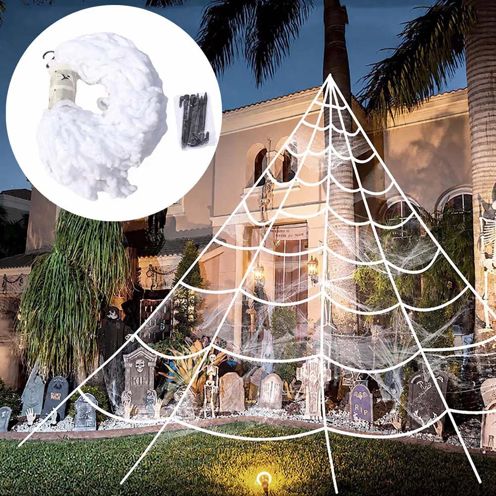 5m Plush Spider Web - Perfect Halloween Outdoor Decoration