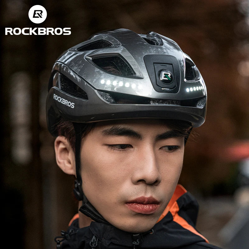 ROCKBROS LED Cycling Helmet - Adjustable & Safe for Night Rides