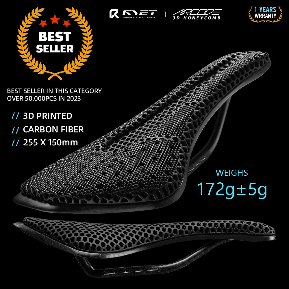 RYET Ultralight Carbon 3D Printed Saddle for Road & MTB Cycling