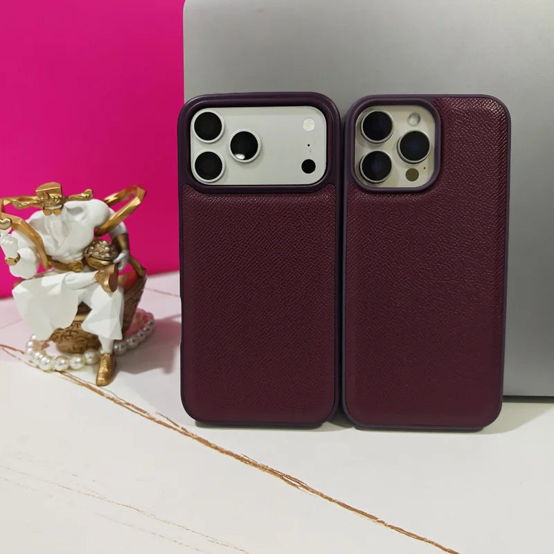 Stylish Premium Leather Epsom Texture iPhone Case for Ultimate Protection