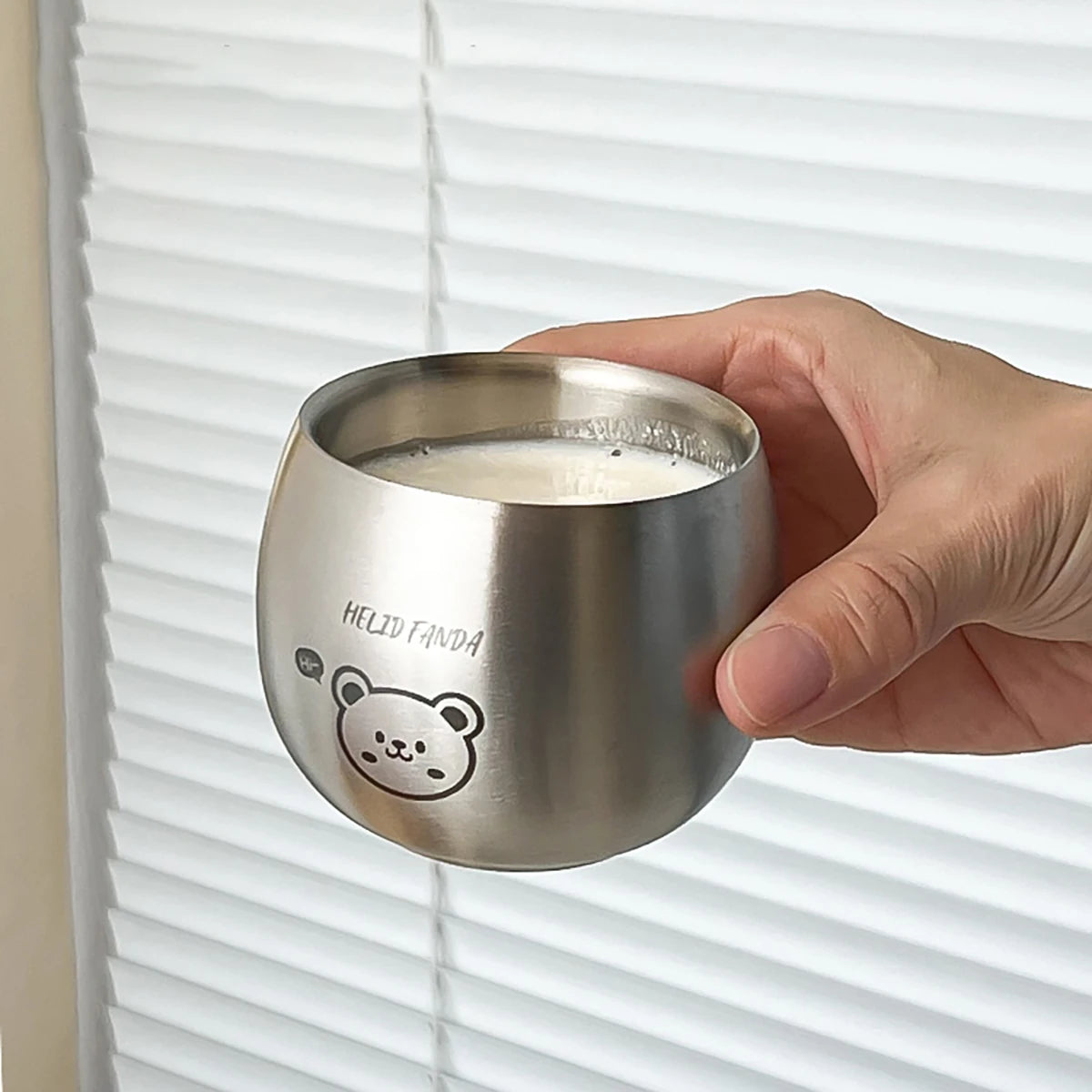 Double-Layer Cute Metal Coffee Cup for Kids - 120ml Stainless Steel