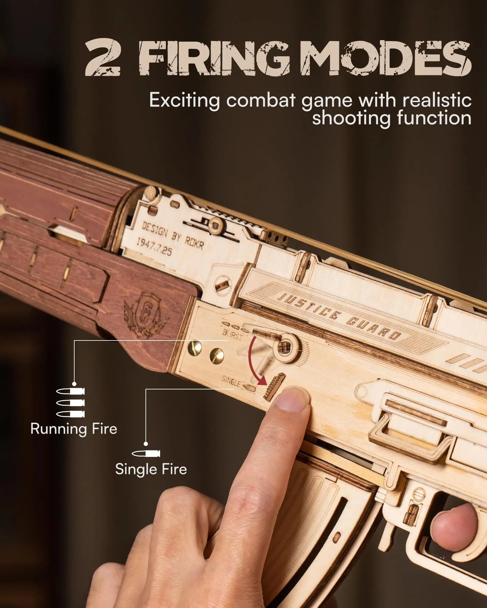 Robotime Rokr 3D Wooden AK-47 Puzzle Building Kit for All Ages