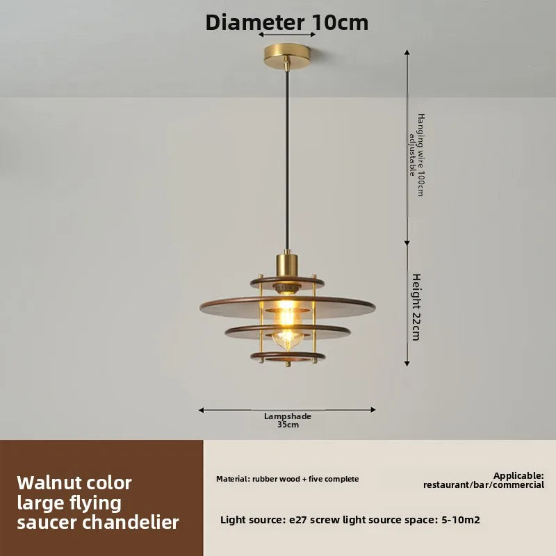 Vintage Walnut Wood Pendant Light for Dining & Bar Spaces