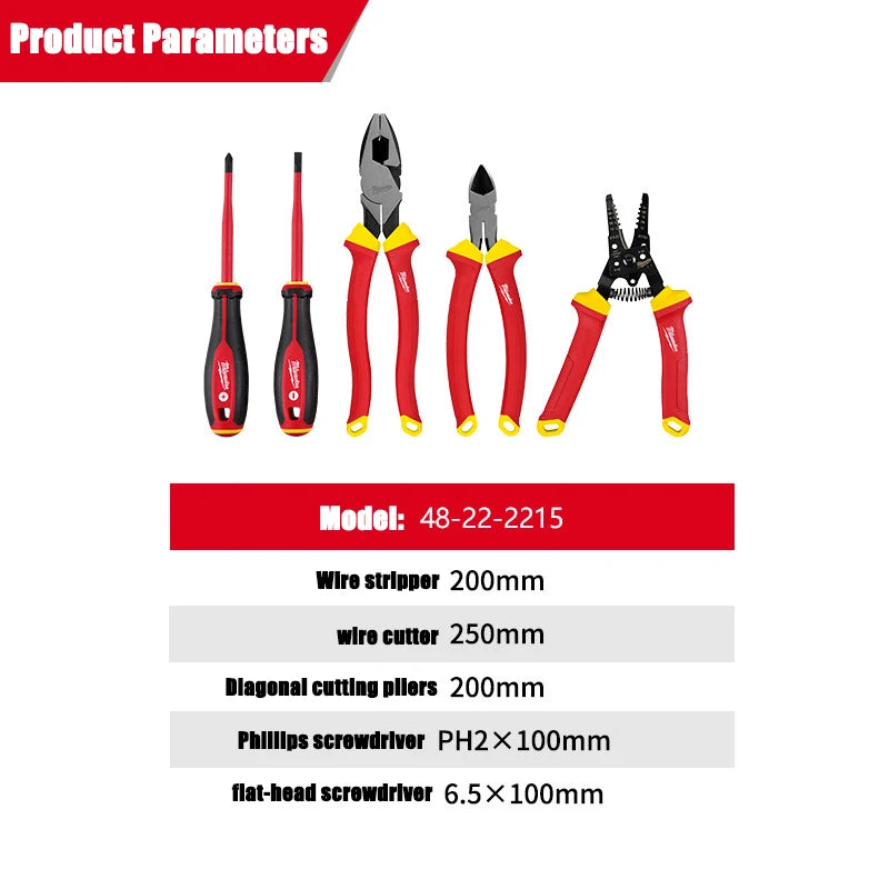 Milwaukee 5-Pack Insulated Electrician Tool Set - Safe & Durable