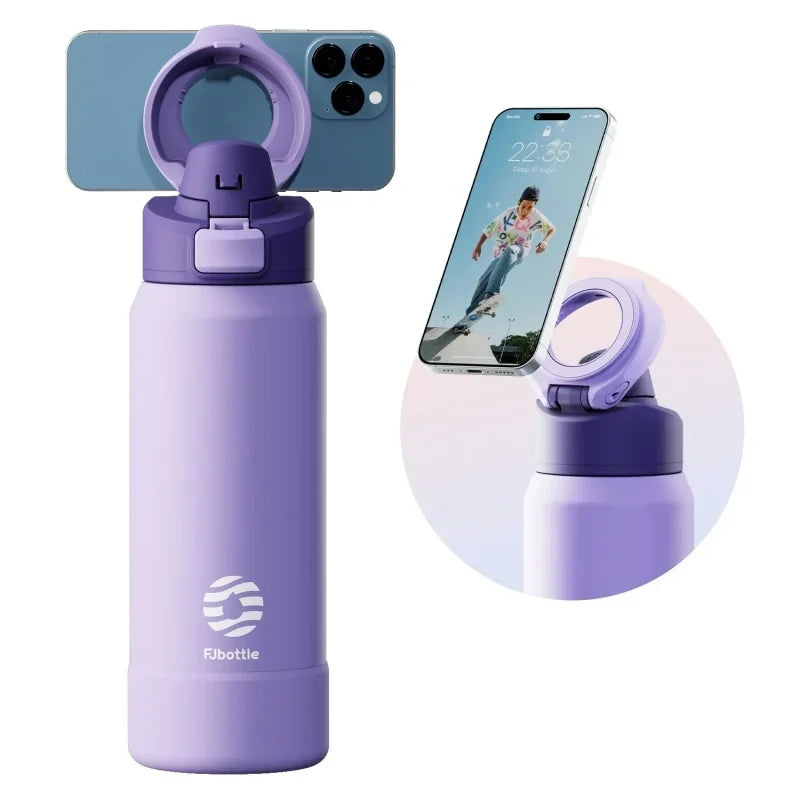FEIJIAN Insulated Stainless Steel Sports Water Bottle with Phone Holder