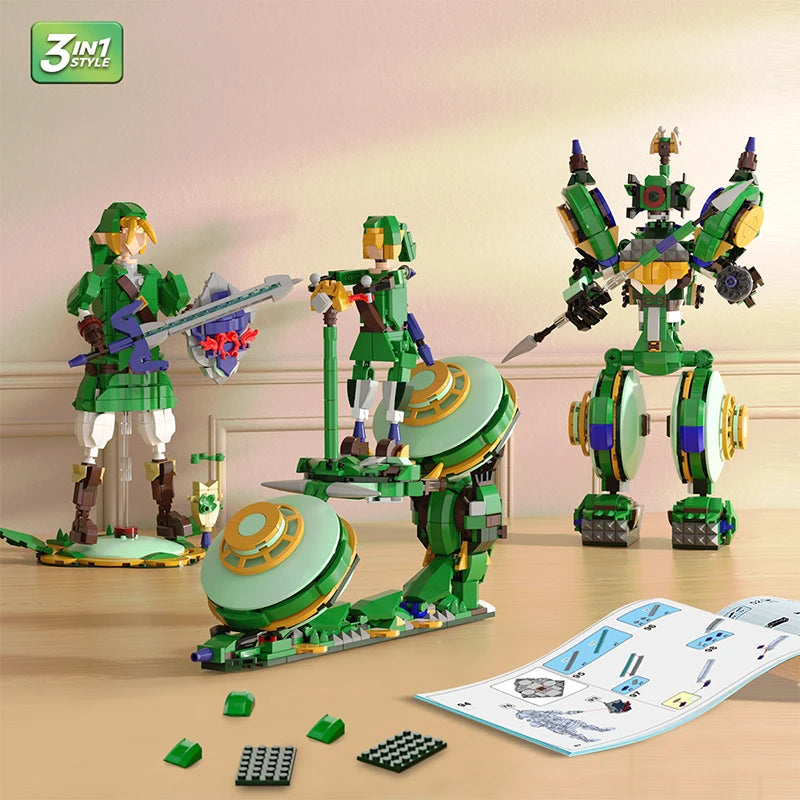 3-in-1 Anime Building Block Figure Set - Detailed Display Toy