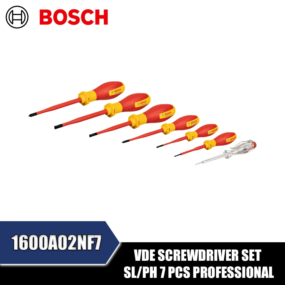 Bosch VDE Screwdriver Set SL/PH - 7 Professional Tools for Electricians