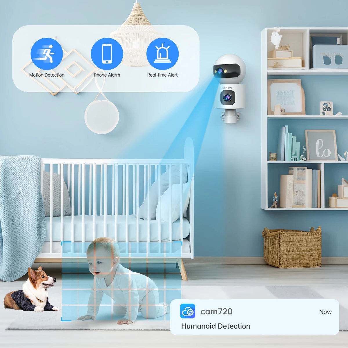 Lenovo 4K Wireless Dual Lens Smart Home Security Camera with Auto Tracking