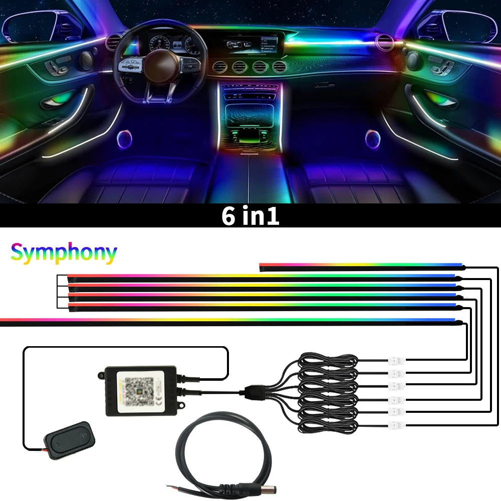 App-Controlled RGB LED Strip Lights for Car Interiors