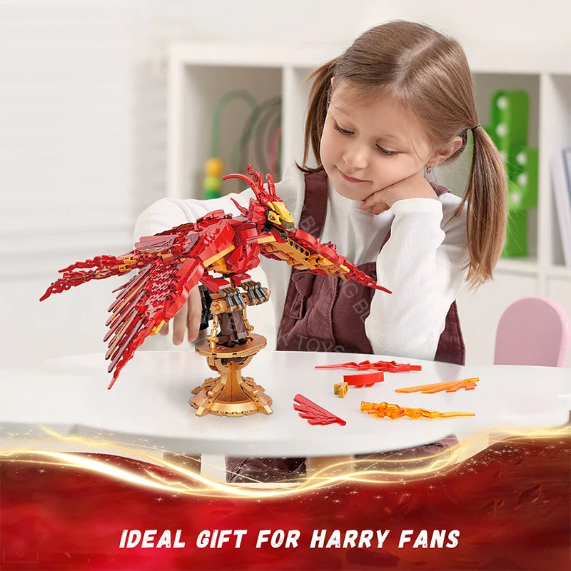 Fire Phoenix Kids Building Blocks - Mythical Bird Model Toy
