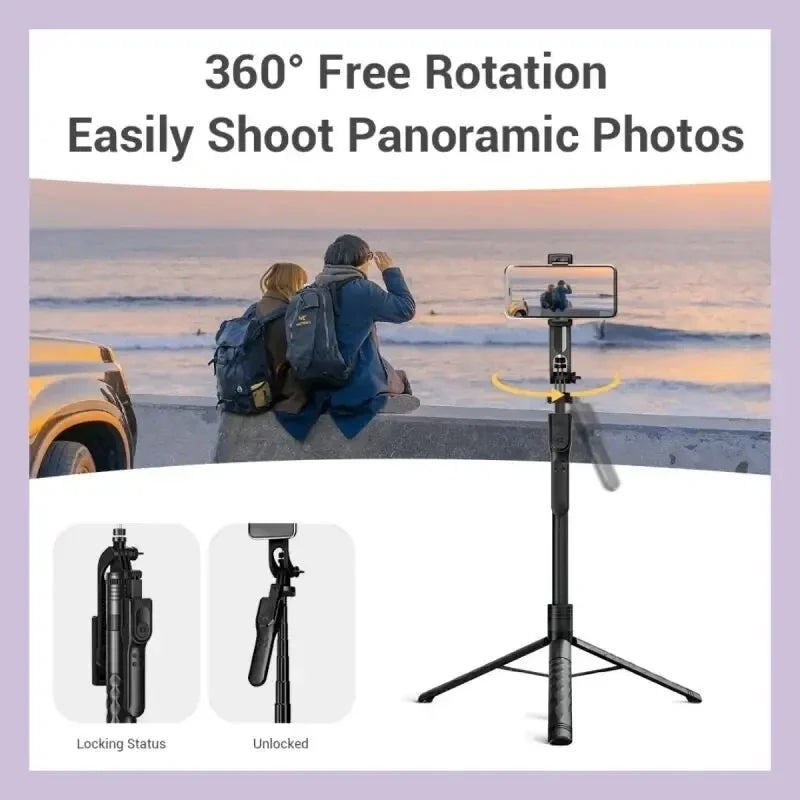 1.7M Wireless Selfie Tripod - Stable Shooting for Action Cameras & Smartphones