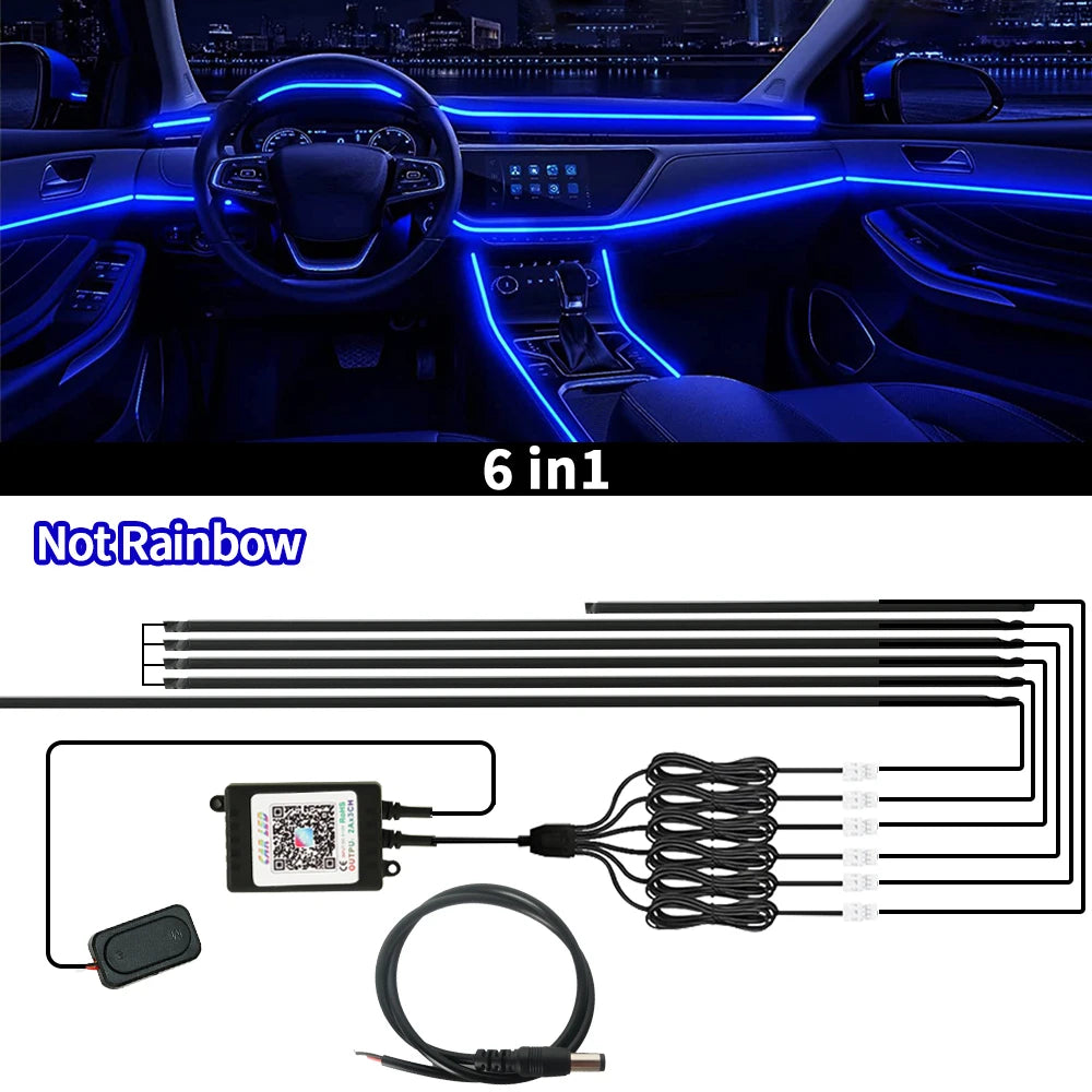 App-Controlled RGB LED Strip Lights for Car Interiors