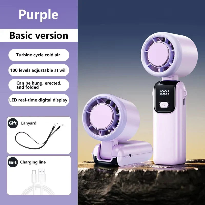 Compact Portable Cooling Handheld Fan - Turbo Neck Fan with USB