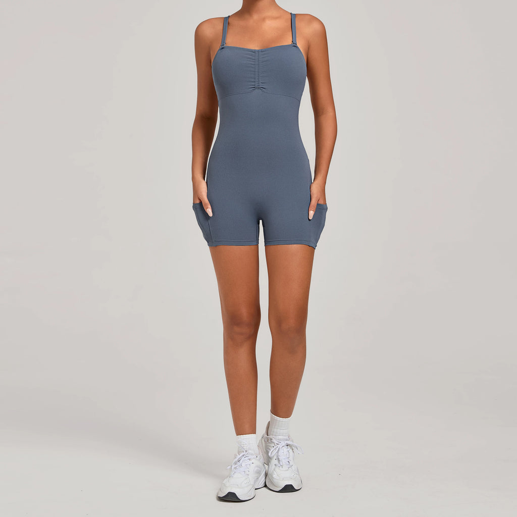 ZEEHOOH Women's Versatile Sleeveless Yoga Bodysuit with Pockets