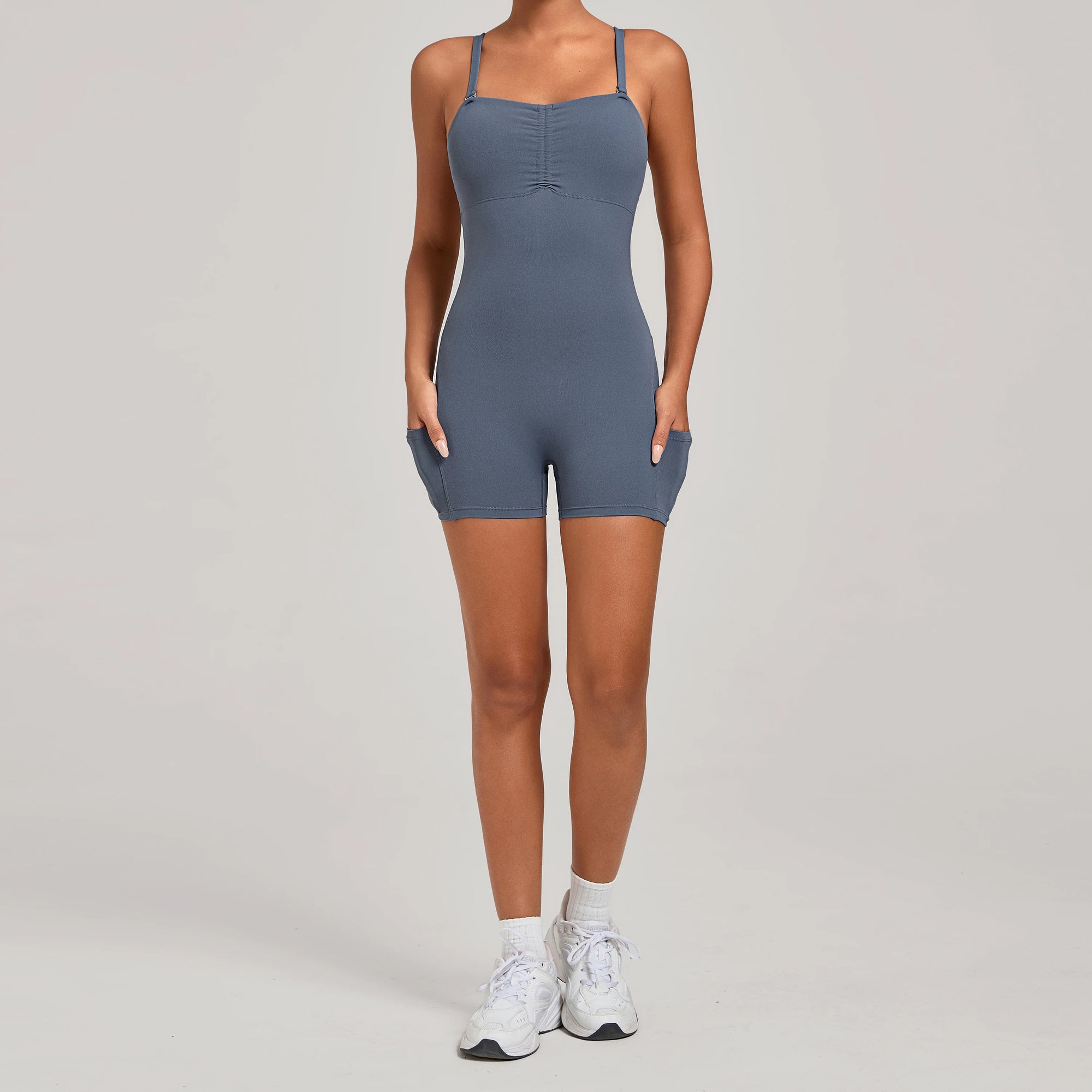 ZEEHOOH Women's Versatile Sleeveless Yoga Bodysuit with Pockets