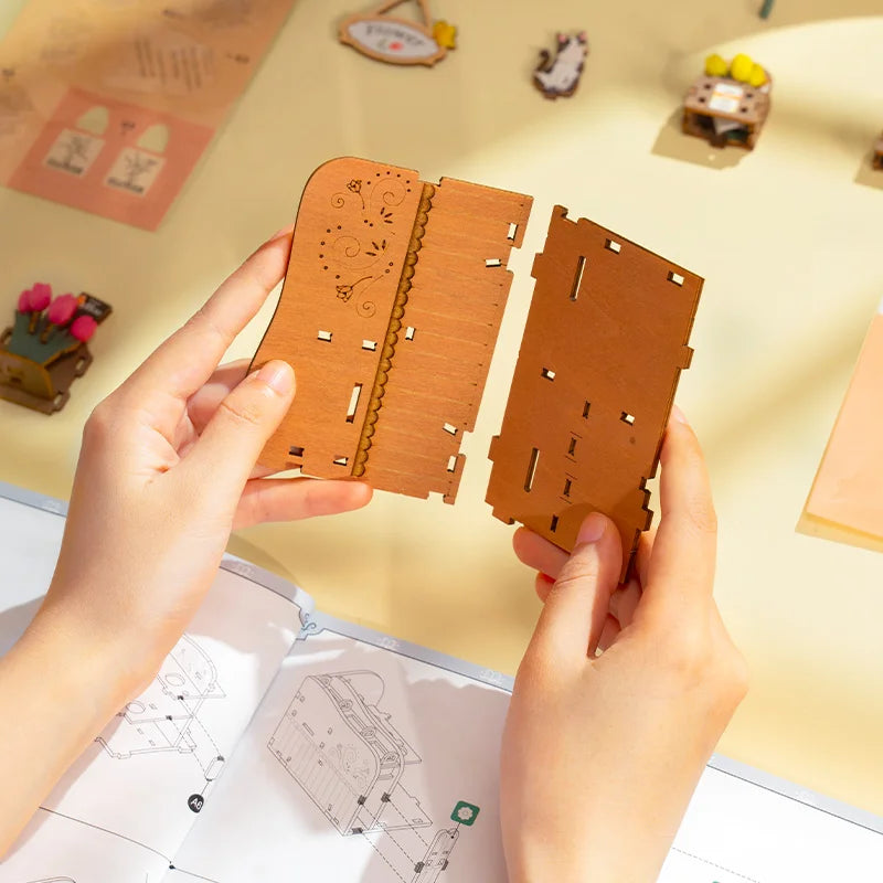 Robotime Blossom Cart 3D Wooden Puzzle – Charming Home Decor