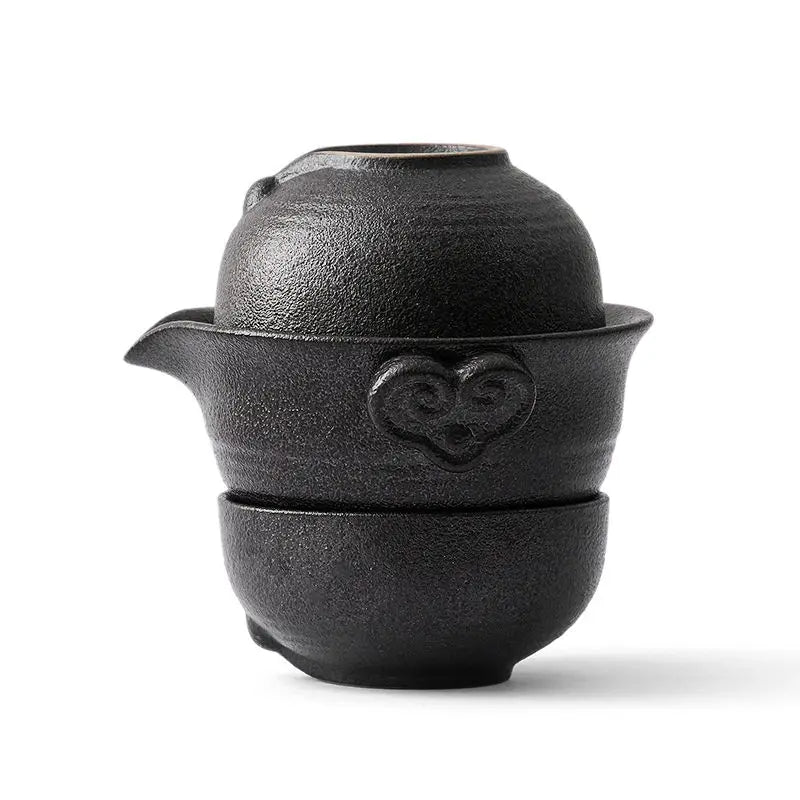 Elegant Chinese Kung Fu Tea Set - 1 Pot & 2 Teacups for Travel